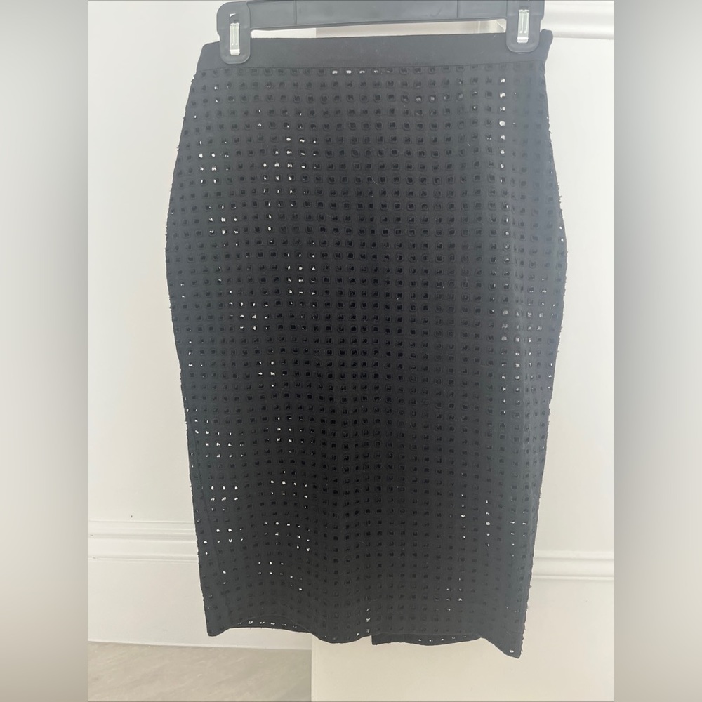 Vintage black perforated cotton Pierre Balmain skirt size 40 Alexander Wang